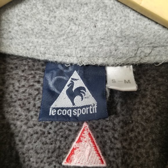 Le Coq Sportif Half Zip Mock Neck Fleece Pullover Gray Sweatshirt - Picture 3 of 5